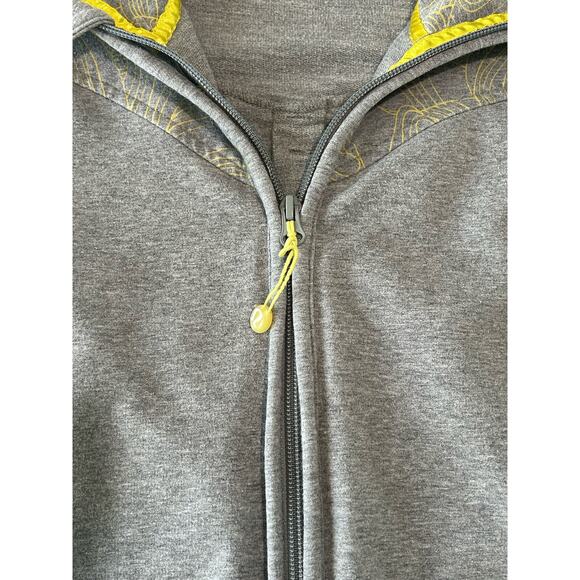 Lululemon Scuba Cotton Full Zip Up Hooded Jacket Grey Yellow Floral Size Small 6 - Picture 10 of 14